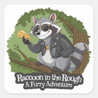 Cooler Raccoon im Reich. Revidiert Quadratischer Aufkleber