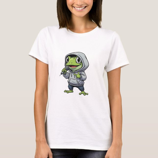 Cooler Rap-Grünfrosch-Charakter T-Shirt (Vorderseite)