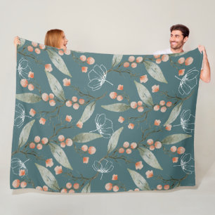 Cooler rauchblauer Hintergrund Watercolor-Blume Fleecedecke