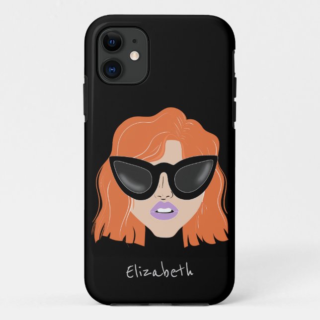 Cooler Redhead mit Brillenschwarz-Individuelle Nam Case-Mate iPhone Hülle (Rückseite)