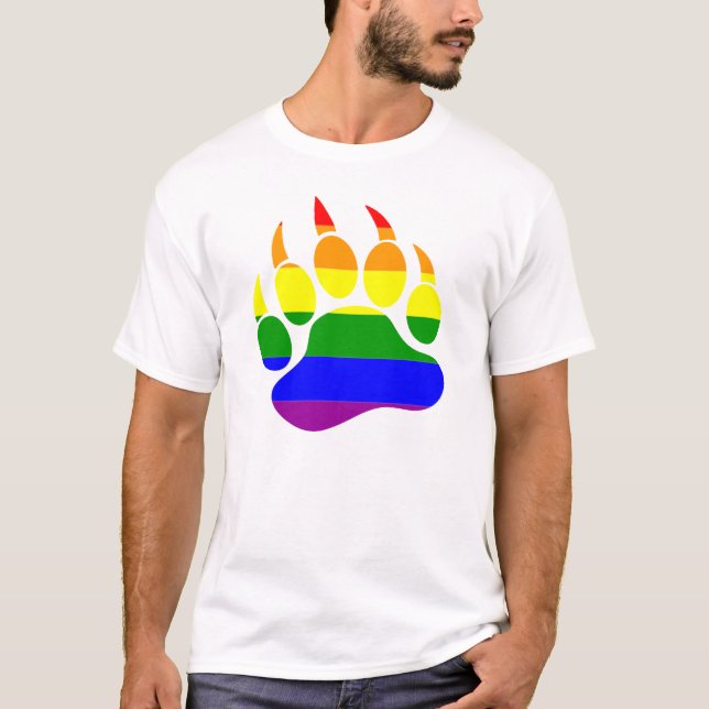Cooler Regenbogenfahne Gay Bear Paw T-Shirt (Vorderseite)