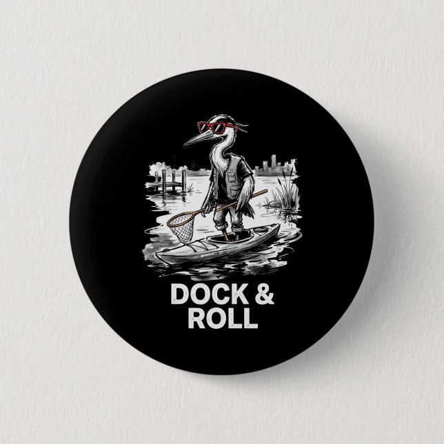 Cooler Reiherdock und Roll-Kajakfahren Seelenleben Button (Vorderseite)