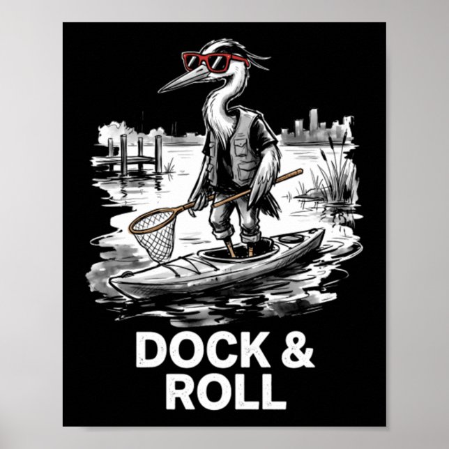 Cooler Reiherdock- und Rollkayaking-Seeleben Poster (Vorne)