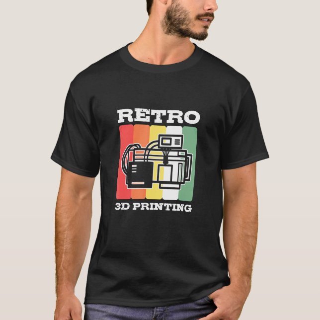Cooler Retro-3D-Druckknopf T-Shirt (Vorderseite)