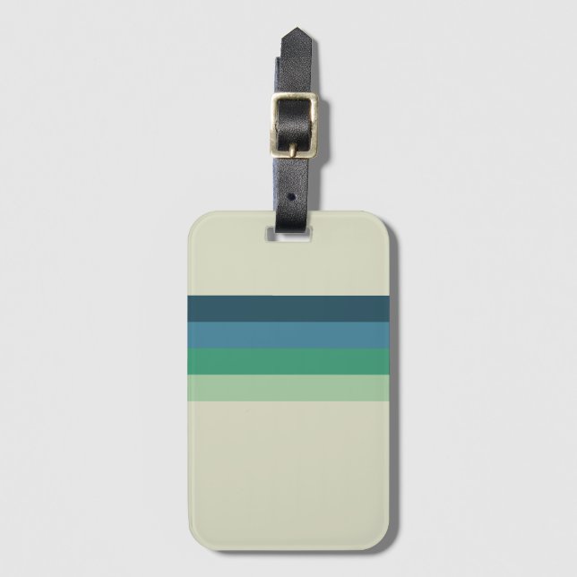 Cooler Retro 70er Streifen Meer-Schaum grün-blau Gepäckanhänger (Vorderseite Vertikal)
