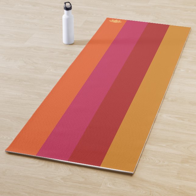 Cooler Retro-70er Streifen Orange Red Pink Gold Yogamatte (Beispiel)