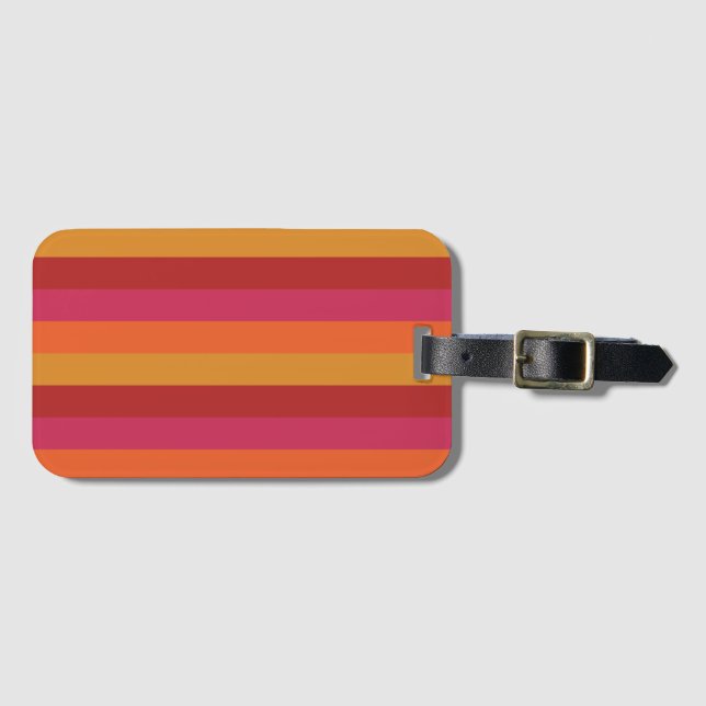 Cooler Retro 70er Stripes orange Rot-Rosa-Gold Gepäckanhänger (Vorderseite (Horizontal))