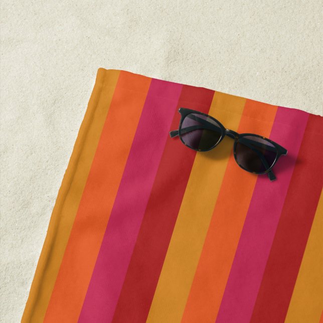 Cooler Retro 70er Stripes orange Rot-Rosa-Gold Strandtuch (Beispiel)