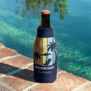 Cooler Retro Beach Urlaub Custom Navy Blue Flaschenkühler