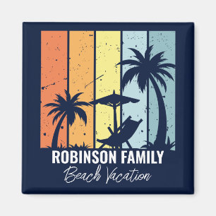 Cooler Retro Beach Urlaub Custom Navy Blue Magnet
