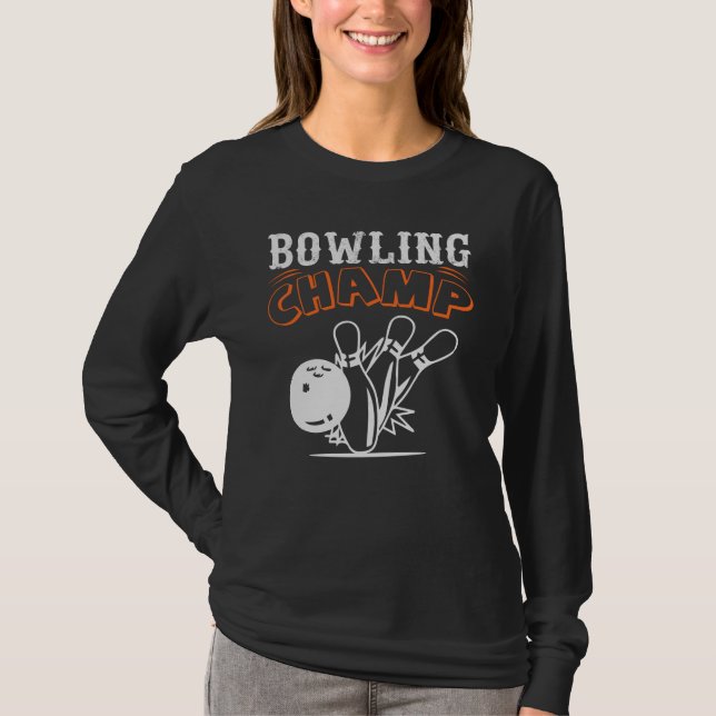 Cooler Retro Bowling Champ Sport Frauenlange T-Shirt (Vorderseite)