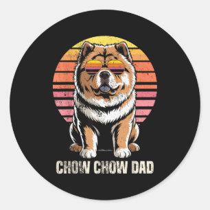 Cooler Retro Chow Chow Vater Lustig Vintage Hundeb Runder Aufkleber