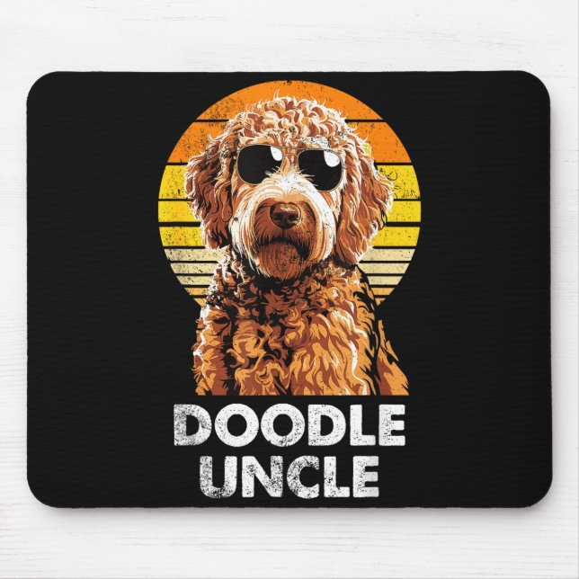 Cooler Retro-Doodle-Onkel Lustiger Vintage-Hundebe Mousepad (Vorne)
