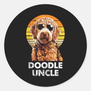 Cooler Retro Doodle-Onkel Lustiger Vintage-Hundebe Runder Aufkleber