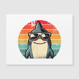 Cooler Retro-Hai in Sonnenbrille 70er 80er 90s Fun Magnetkarte