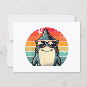 Cooler Retro-Hai in Sonnenbrille 70er 80er 90s Fun Postkarte