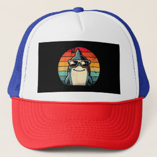 Cooler Retro-Hai in Sonnenbrille 70er 80er 90s Fun Truckerkappe