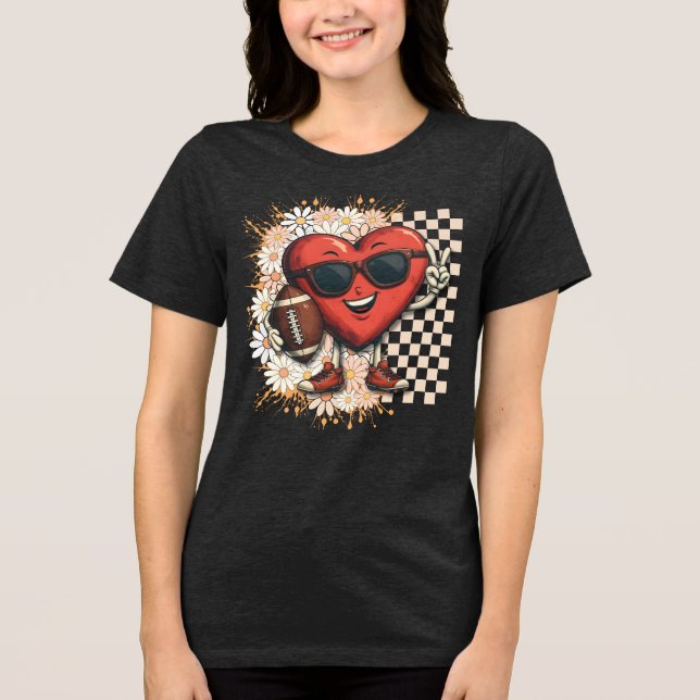 Cooler Retro-Herzspieltag Tri-Blend Shirt (Vorderseite)
