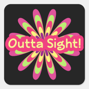 Cooler Retro-Hippie-Blume Quadratischer Aufkleber