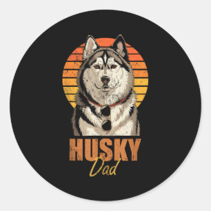 Cooler Retro Husky-Vater Lustig Vintage Hunde Lieb Runder Aufkleber