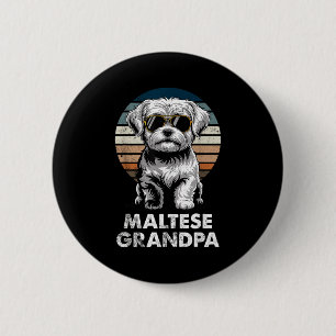 Cooler Retro-Malteser-Opa Lustiger Vintage-Hundebe Button