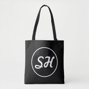 Cooler Retro-Modern Stil Monogramm Schwarz & Wei