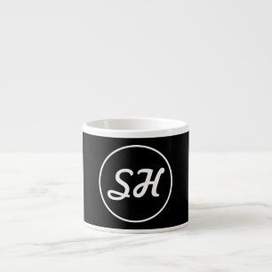 Cooler Retro-Modern-Stil Monogramm   Schwarz & Wei Espressotasse
