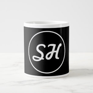 Cooler Retro-Modern Stil Monogramm Schwarz & Wei Jumbo-Tasse