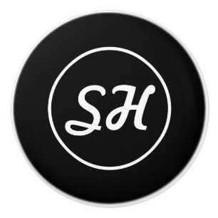 Cooler Retro-Modern Stil Monogramm Schwarz & Wei Keramikknauf