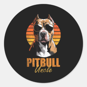 Cooler Retro-Onkel Tbull Lustig Vintage Hunde Lieb Runder Aufkleber