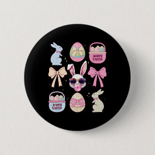 Cooler Retro-Osterhase Cute Lebendige Farben Famil Button