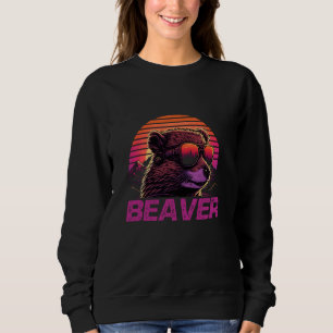 Cooler Retro Sonnenbrille Biber Sweatshirt