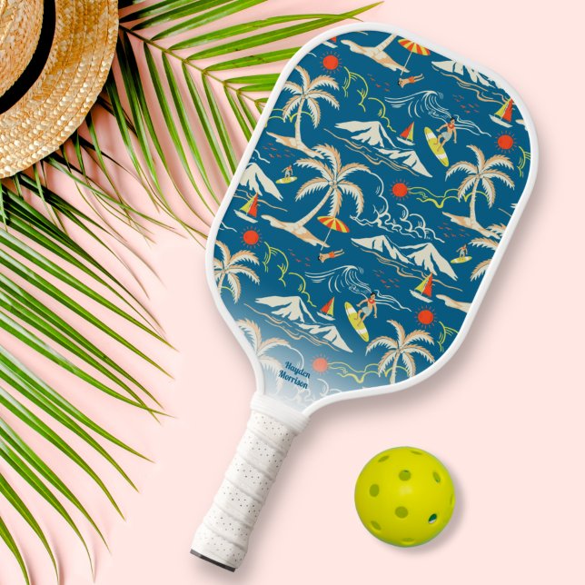 Cooler Retro-Tropischer Hawaiianischer Surfer-Benu Pickleball Schläger (Von Creator hochgeladen)
