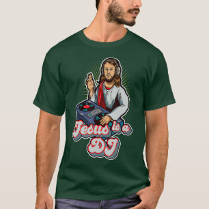 Cooler Retro-Vintage-Jesus-ist-ein-DJ-Mixer-Musik T-Shirt