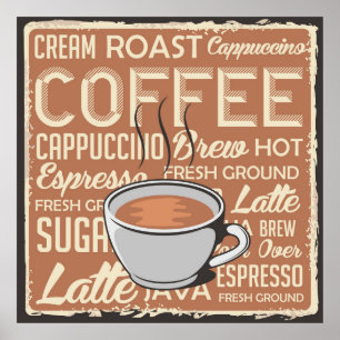 cooler Retro-Vintager Kaffee Poster