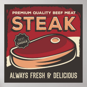 cooler Retro-Vintager Metzgerladen Poster