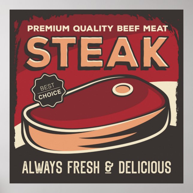 cooler Retro-Vintager Metzgerladen Poster (Vorne)