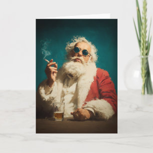 Cooler Retro-Weihnachtsmann-Porträt Feiertagskarte