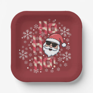 Cooler Retro-Weihnachtsmann Weihnachten Rotes Band Pappteller
