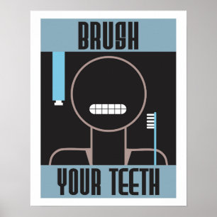 Cooler Retro-Zähneputzposter Poster