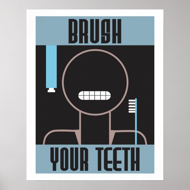 Cooler Retro-Zähneputzposter Poster (Vorne)