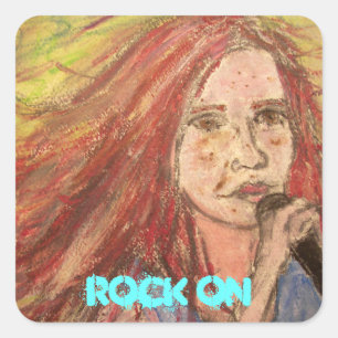 Cooler Rocker Girl Rock On Quadratischer Aufkleber
