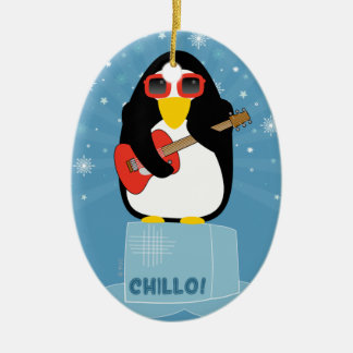 Cooler Rockin Penguin sagt Chillo am Weihnachten Keramik Ornament