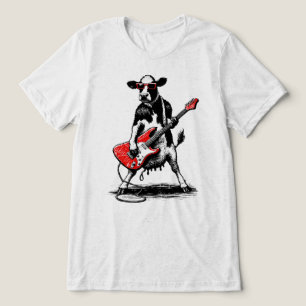 Cooler Rockstar-Kuh spielt rote E-Gitarre Tri-Blend Shirt