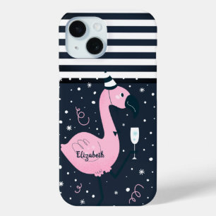 Cooler Rosa Flamingo Marineblau Gestreift Case-Mate iPhone Hülle
