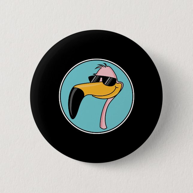 cooler rosa Flamingo mit Sonnenbrille Button (Vorderseite)