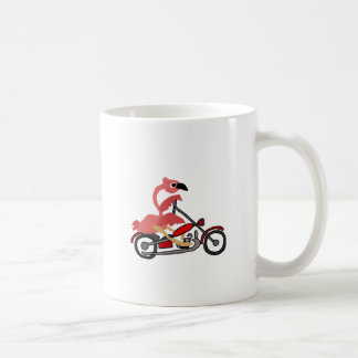 Cooler rosa Flamingo-Reitmotorrad-Cartoon Tasse