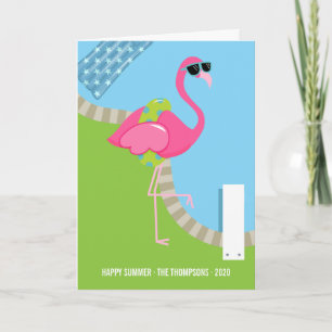 Cooler Rosa Flamingo Sommergruß Karte
