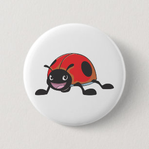 Cooler roter Baby-Marienkäfer-Cartoon Button