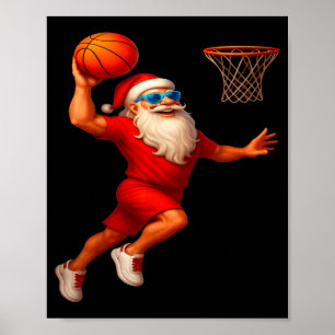 Cooler Santa Basketballspieler, der Weihnachten ta Poster